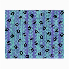 Footprints Cat Black On Batik Pattern Teal Violet Small Glasses Cloth (2-side)