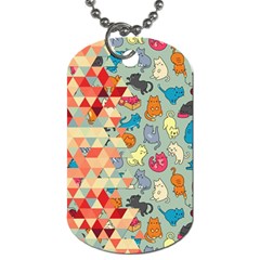 Hipster Triangles And Funny Cats Cut Pattern Dog Tag (two Sides) by EDDArt