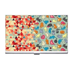 Hipster Triangles And Funny Cats Cut Pattern Business Card Holders by EDDArt