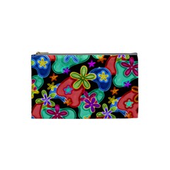 Colorful Retro Flowers Fractalius Pattern 1 Cosmetic Bag (small) by EDDArt