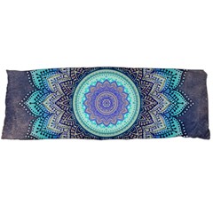 Folk Art Lotus Mandala Blue Turquoise Body Pillow Case Dakimakura (two Sides) by EDDArt