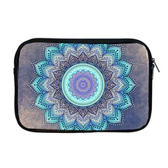 Folk Art Lotus Mandala Blue Turquoise Apple Macbook Pro 17  Zipper Case by EDDArt