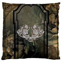 Wonderful Decorative Dragon On Vintage Background Large Cushion Case (one Side) by FantasyWorld7