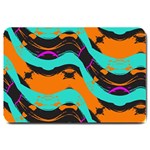 Blue orange black waves                                         Large Doormat 30 x20  Door Mat