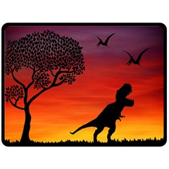 Sunset Dinosaur Scene Fleece Blanket (large) 