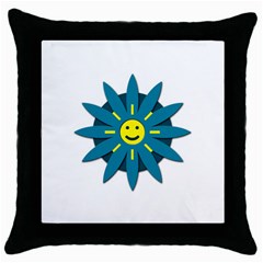 Smiley Flower Throw Pillow Case (black) by linceazul