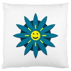 Smiley Flower Large Cushion Case (one Side) by linceazul