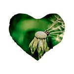 Dandelion Flower Green Chief Standard 16  Premium Flano Heart Shape Cushions