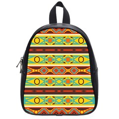 Ovals Rhombus And Squares                                          School Bag (small) by LalyLauraFLM