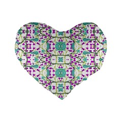 Colorful Modern Floral Baroque Pattern 7500 Standard 16  Premium Flano Heart Shape Cushions by dflcprints
