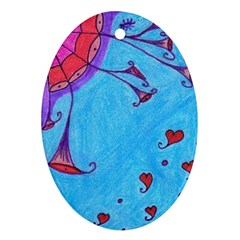 Hearts And Blue Oval Ornament (two Sides) by snowwhitegirl