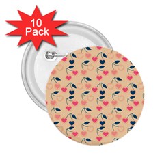 Heart Cherries Cream 2 25  Buttons (10 Pack)  by snowwhitegirl