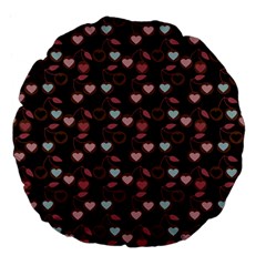 Heart Cherries Brown Large 18  Premium Flano Round Cushions by snowwhitegirl