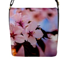 Three Sakura Flowers Flap Messenger Bag (l)  by FunnyCow