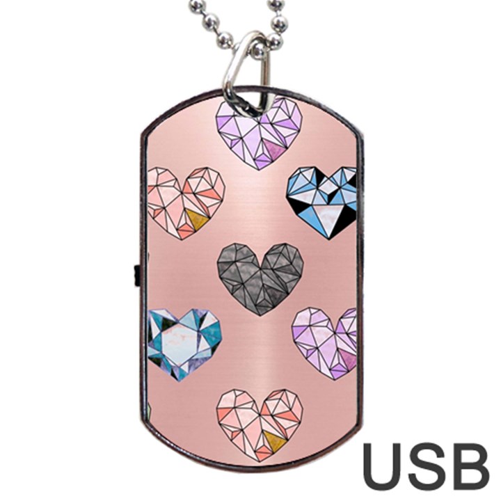 gem hearts and rose gold Dog Tag USB Flash (Two Sides)