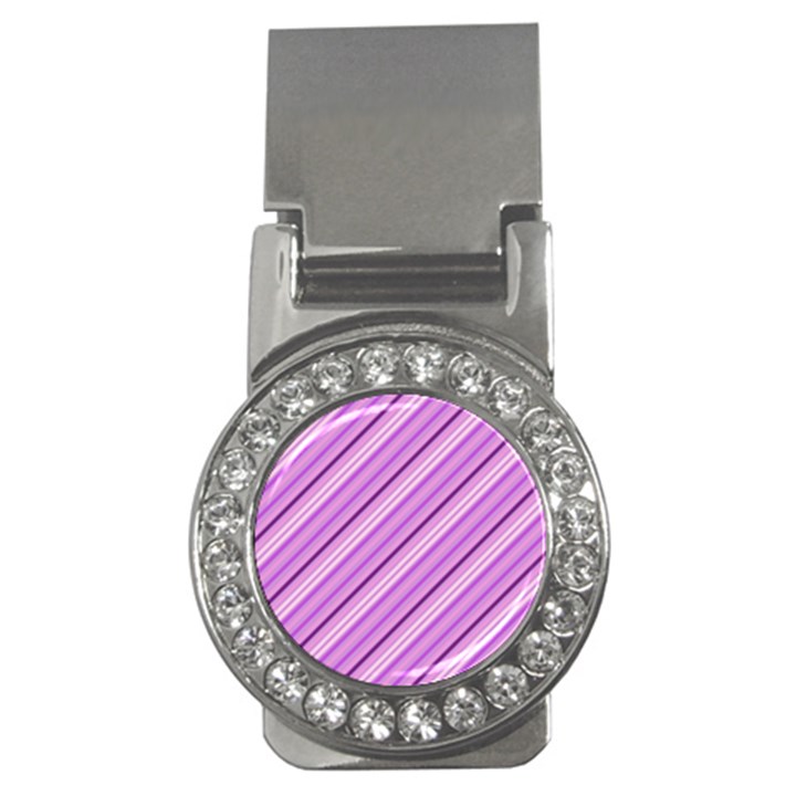 Violet Diagonal Lines Money Clips (CZ) 