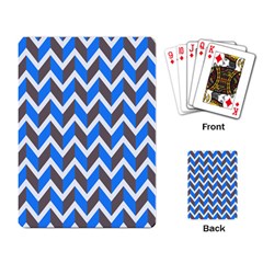 Zigzag Chevron Pattern Blue Grey Playing Card by snowwhitegirl