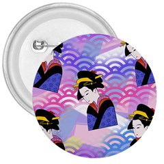 Japanese Abstract Blue 3  Buttons by snowwhitegirl