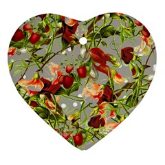Fruit Blossom Gray Heart Ornament (two Sides) by snowwhitegirl