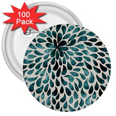 Teal Abstract Swirl Drops 3  Buttons (100 Pack)  by snowwhitegirl