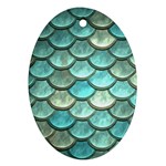 Aqua Mermaid Scale Ornament (Oval)