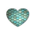 Aqua Mermaid Scale Rubber Coaster (Heart) 