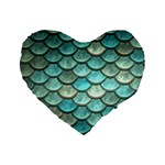 Aqua Mermaid Scale Standard 16  Premium Flano Heart Shape Cushions