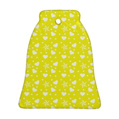 Hearts And Star Dot Yellow Bell Ornament (two Sides) by snowwhitegirl