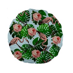 Flamingo Floral Blue Standard 15  Premium Flano Round Cushions by snowwhitegirl