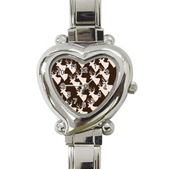 Brown Deer Pattern Heart Italian Charm Watch by snowwhitegirl