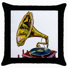 Vintage Gramophone Throw Pillow Case (black) by FunnyCow