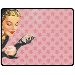 Vintage Lady Double Sided Fleece Blanket (medium)  by vintage2030