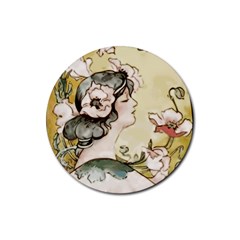 Lady 1650603 1920 Rubber Coaster (round)  by vintage2030