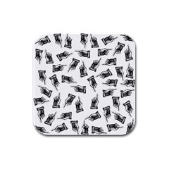 Pointing Finger Pattern Rubber Square Coaster (4 Pack)  by Valentinaart
