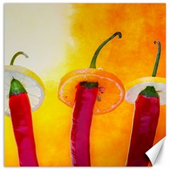 Three Red Chili Peppers Canvas 12  X 12  by FunnyCow