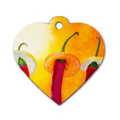 Three Red Chili Peppers Dog Tag Heart (two Sides) by FunnyCow