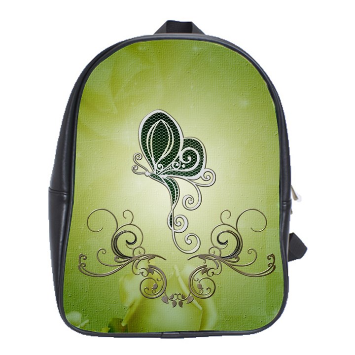 Wonderful Butterlies , Green Colors School Bag (XL)