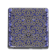 Blue Small Wonderful Floral In Mandalas Memory Card Reader (square 5 Slot) by pepitasart