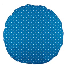 Mini White Polkadots On Oktoberfest Bavarian Blue Large 18  Premium Flano Round Cushions by PodArtist