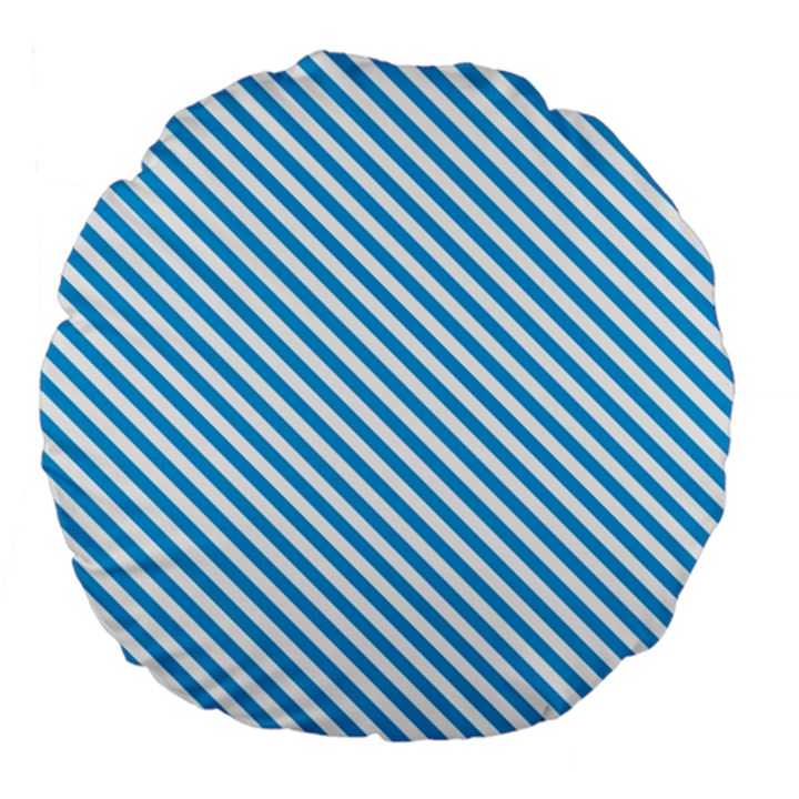 Oktoberfest Bavarian Blue and White Small Candy Cane Stripes Large 18  Premium Flano Round Cushions