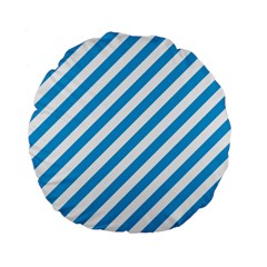 Oktoberfest Bavarian Blue And White Candy Cane Stripes Standard 15  Premium Round Cushions by PodArtist