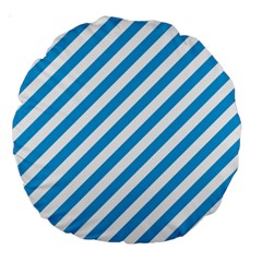 Oktoberfest Bavarian Blue And White Candy Cane Stripes Large 18  Premium Round Cushions by PodArtist