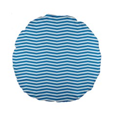 Oktoberfest Bavarian Blue And White Chevron Stripes Standard 15  Premium Round Cushions by PodArtist