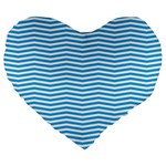 Oktoberfest Bavarian Blue and White Chevron Stripes Large 19  Premium Flano Heart Shape Cushions Front