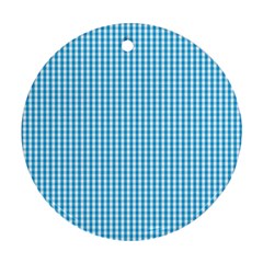 Oktoberfest Bavarian Blue And White Gingham Check Ornament (round) by PodArtist