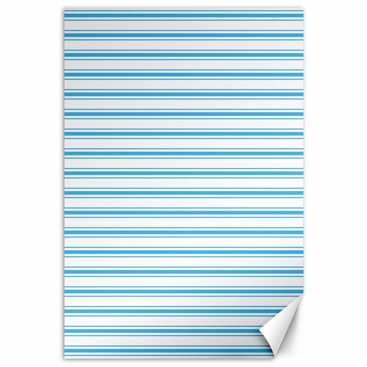 Oktoberfest Bavarian Blue and White Large Mattress Ticking Stripes Canvas 12  x 18 