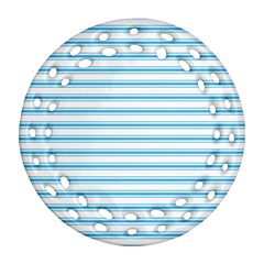 Oktoberfest Bavarian Blue And White Large Mattress Ticking Stripes Ornament (round Filigree) by PodArtist