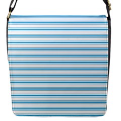 Oktoberfest Bavarian Blue And White Large Mattress Ticking Stripes Flap Closure Messenger Bag (s) by PodArtist