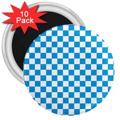 Oktoberfest Bavarian Large Blue And White Checkerboard 3  Magnets (10 Pack)  by PodArtist