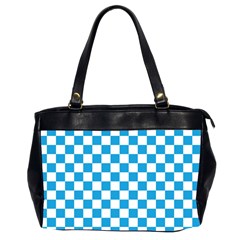 Oktoberfest Bavarian Large Blue And White Checkerboard Oversize Office Handbag (2 Sides) by PodArtist